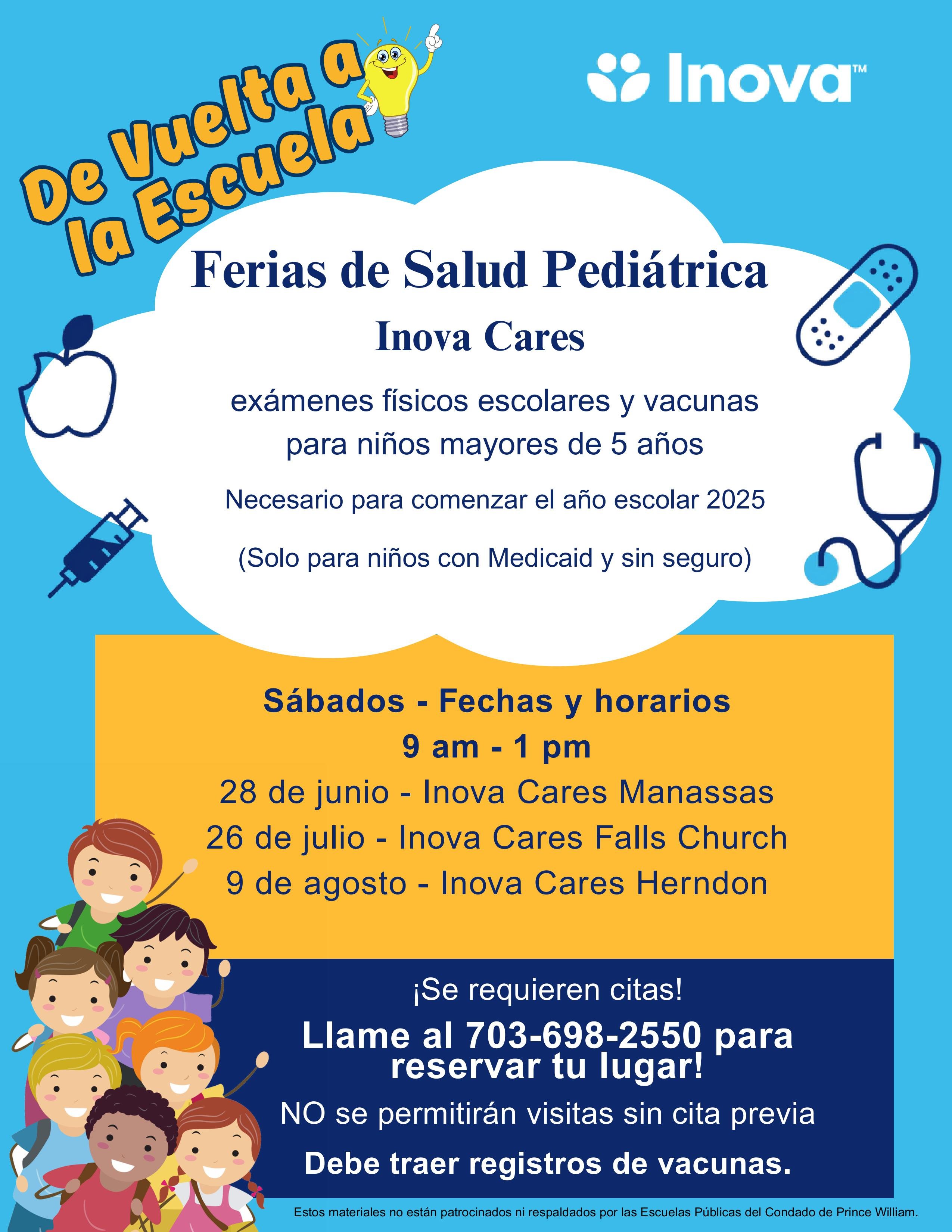 inova cares pediatric health fairs weekend dates